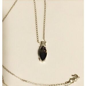 Beautiful 5.5 Carat Marquise Smokey Topaz Pendant Necklace~925 SS